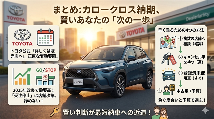 まとめ：カローラクロスの納期、今どう動くのが正解か