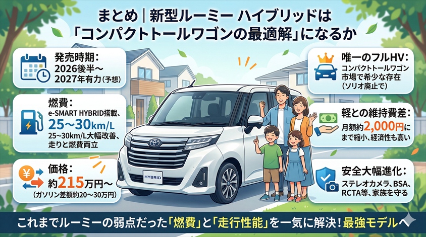 まとめ｜新型ルーミー ハイブリッドは「コンパクトトールワゴンの最適解」になるか