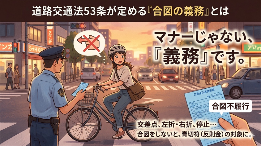道路交通法53条が定める「合図の義務」とは