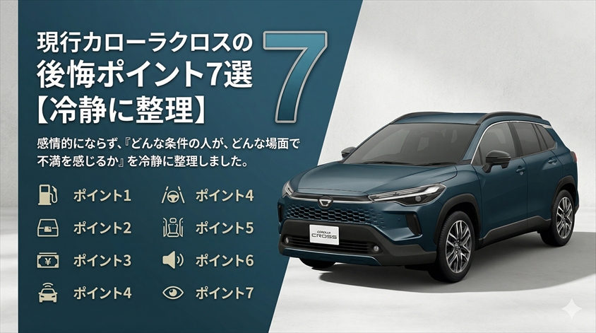 現行カローラクロスの後悔ポイント7選【冷静に整理】