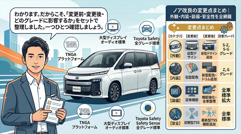 ノア改良の変更点まとめ|外観・内装・装備・安全性を全網羅