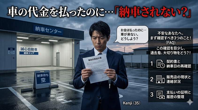 車の代金を払ったのに納車されない?まず確認すべき3つのことについてのよくある質問(FAQ)