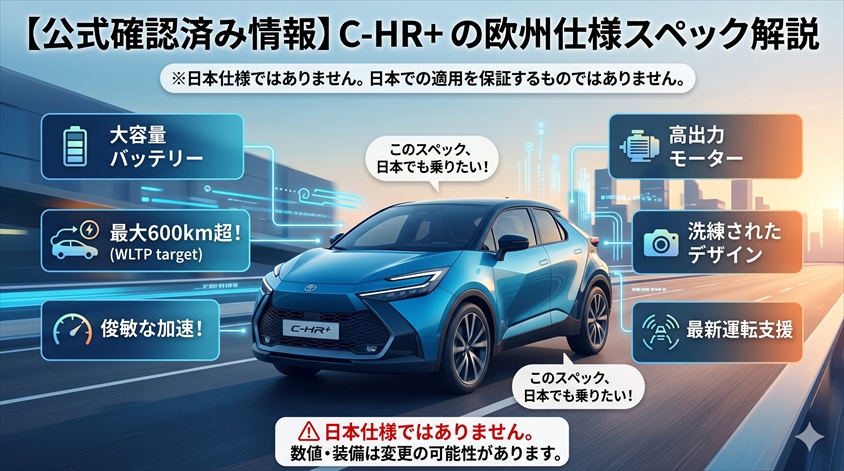 【公式確認済み情報】C-HR+ の欧州仕様スペックをまとめて解説
