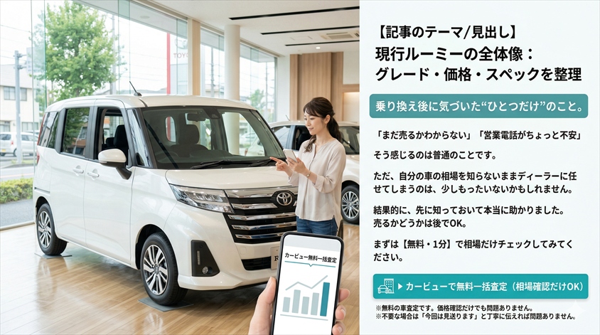 現行ルーミーの全体像：グレード・価格・スペックを整理