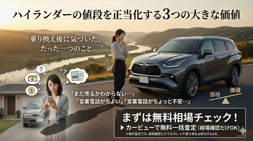 ハイランダーの値段を正当化する3つの大きな価値