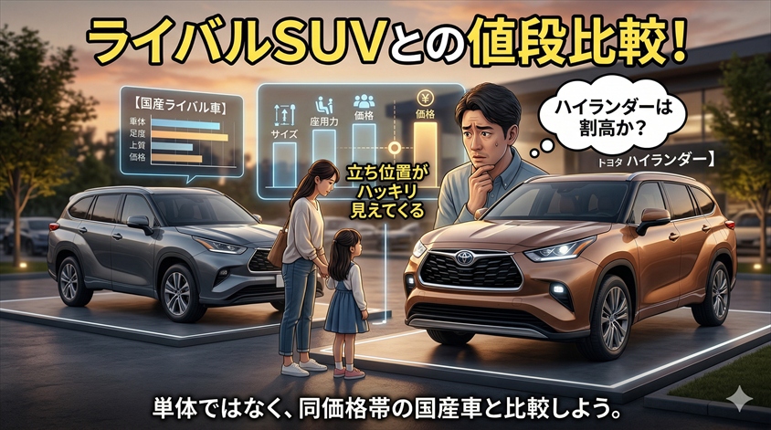 ライバルSUVとの値段比較！ハイランダーは割高か？