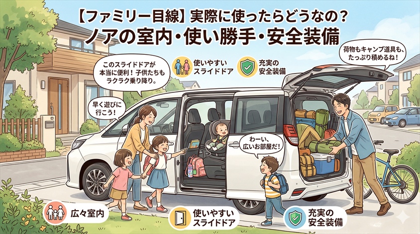 ファミリー目線で見る｜ノアの室内空間・使い勝手・安全装備