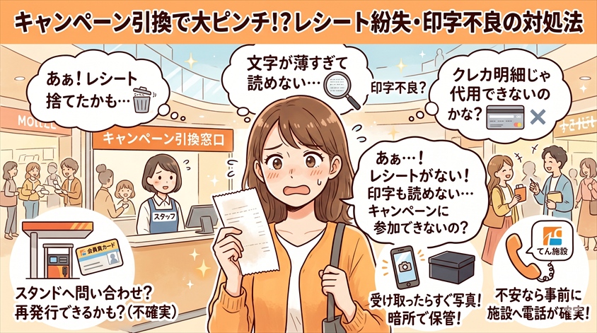 レシートをなくしたら・印字不良だったら?