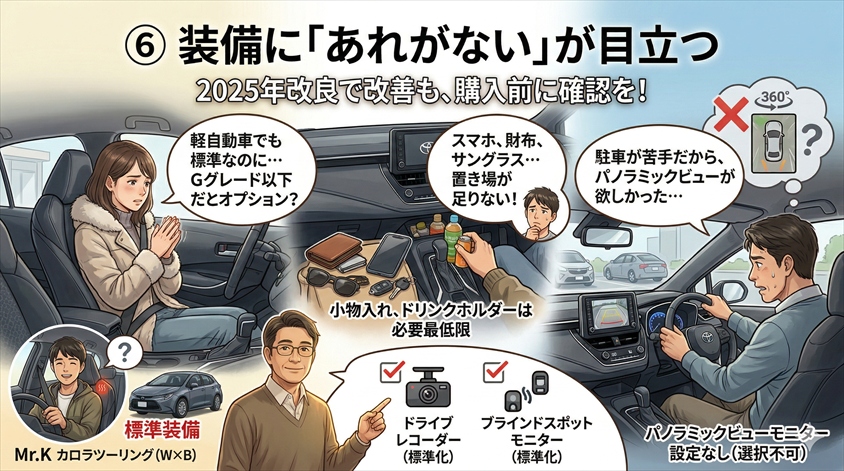 ⑥ 装備に「あれがない」が目立つ