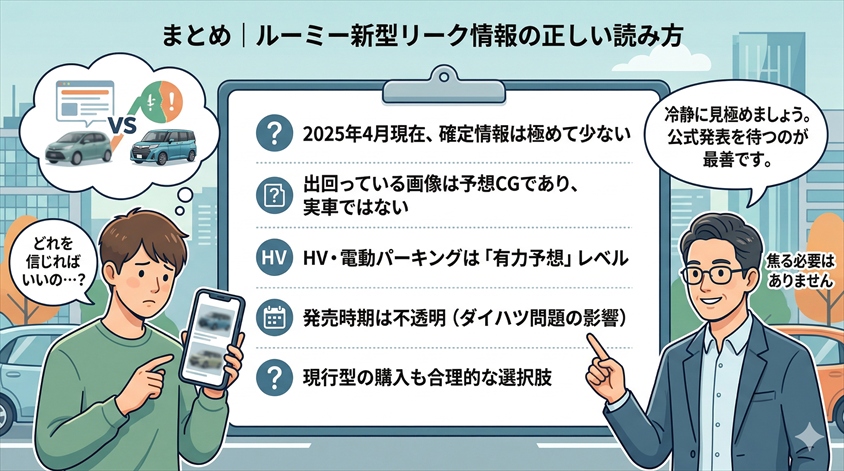 まとめ｜ルーミー新型リーク情報の正しい読み方