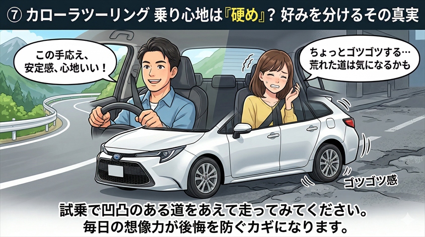 ⑦ 乗り心地の硬さが好みを分ける