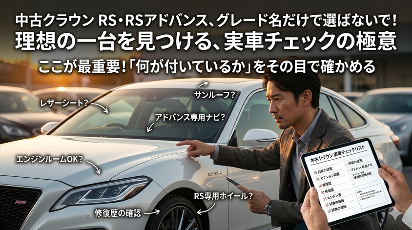 中古クラウンを買う前に必ず確認！実車チェックポイント