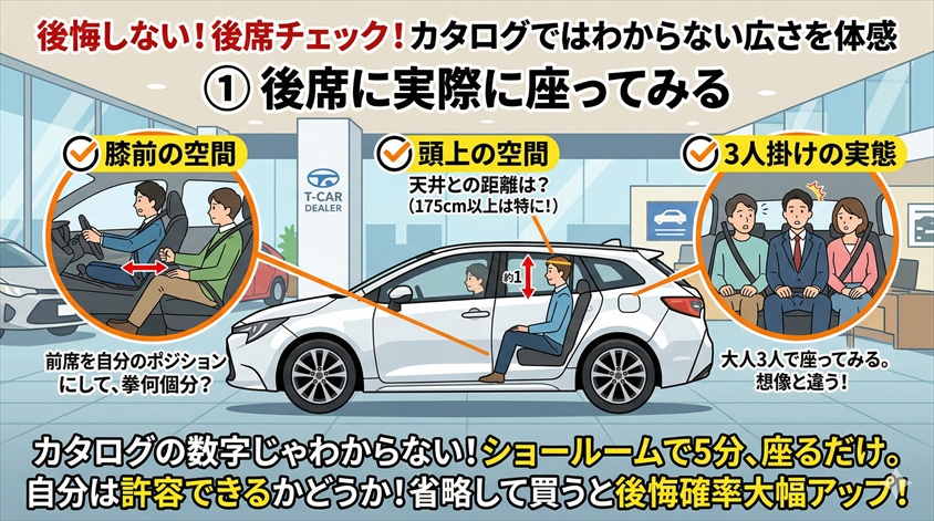 後席に実際に座ってみる