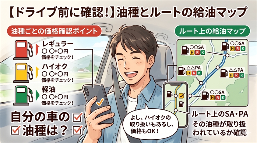 レギュラー・ハイオク・軽油の価格確認ポイント