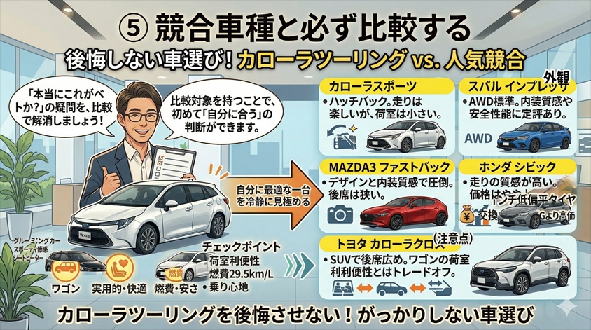 競合車種と必ず比較する