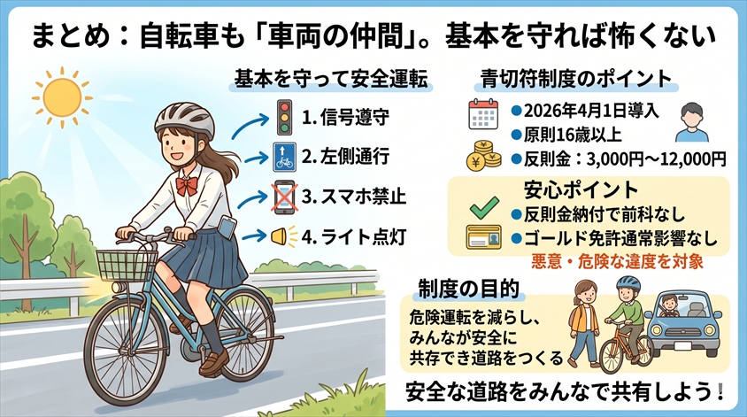 まとめ──自転車も「車両の仲間」として、基本を守れば怖くない