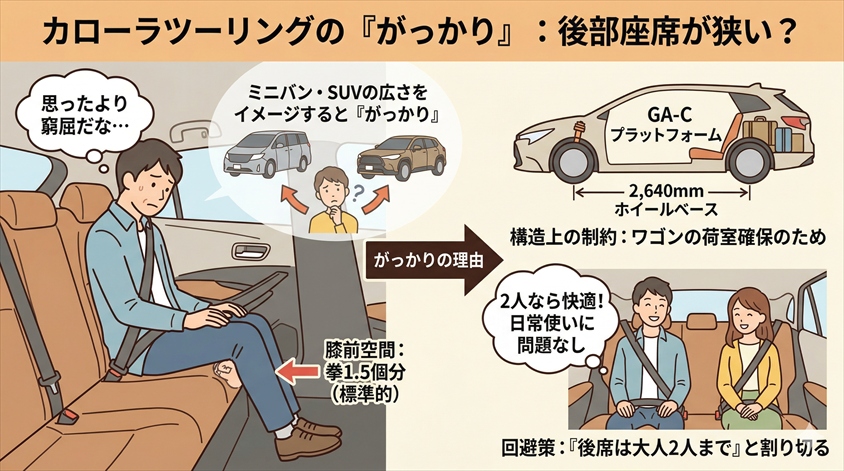 ① 後部座席が思ったより狭い