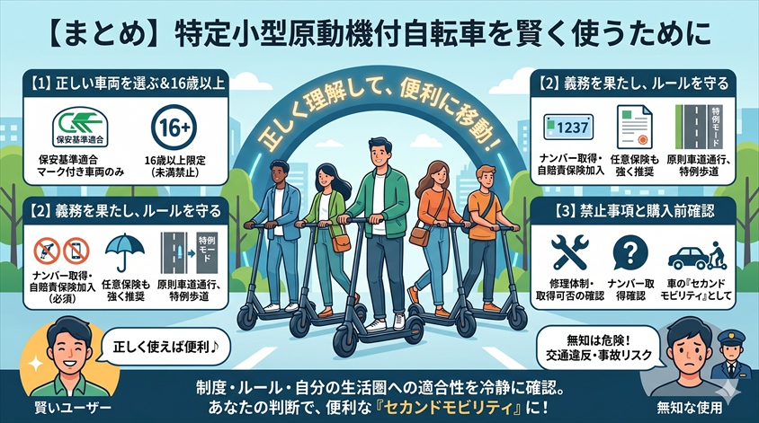 まとめ｜特定小型原動機付自転車を賢く使うために