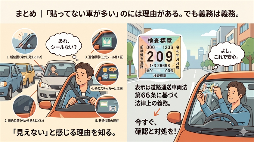 まとめ|「貼ってない車が多い」のには理由がある。でも義務は義務。