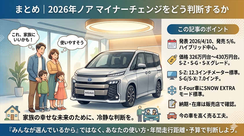 まとめ|2026年ノア マイナーチェンジをどう判断するか