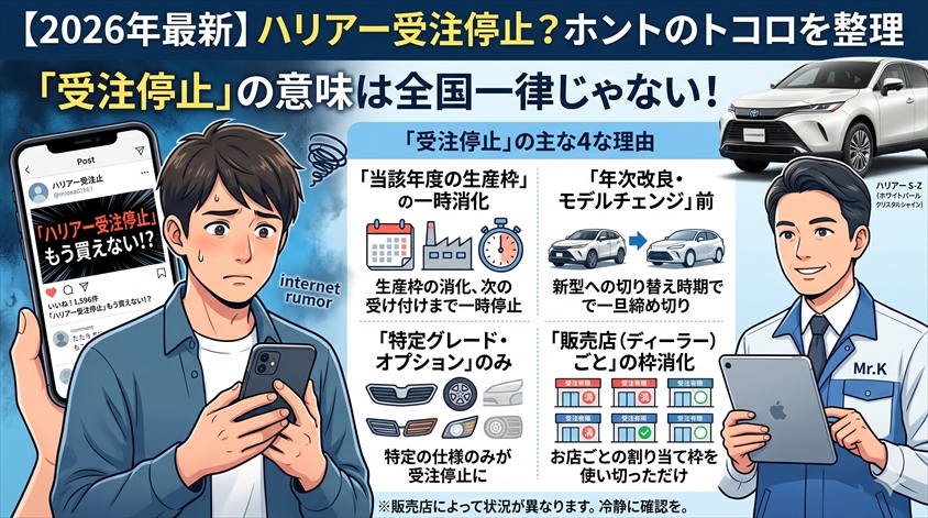 ハリアーが受注停止になる3つの主なパターン