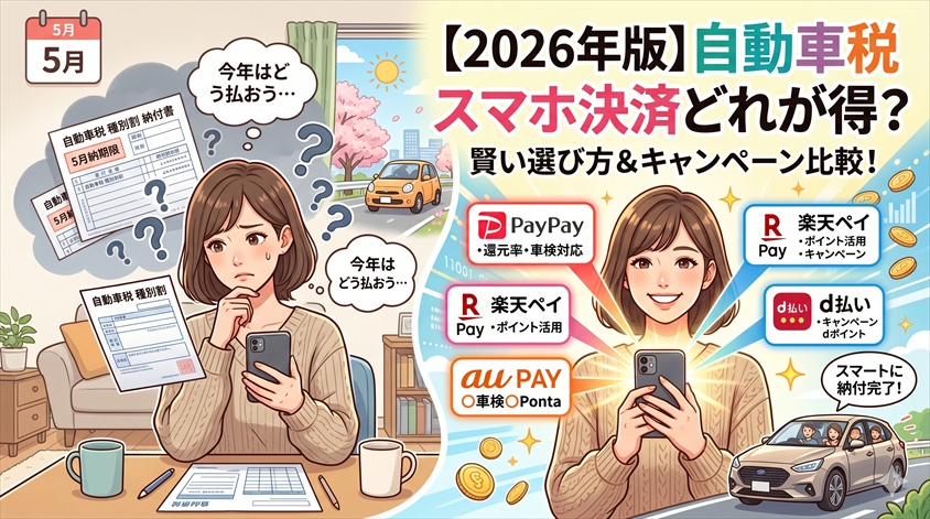 【2026年版】自動車税はスマホ決済どれが得？比較して解説
