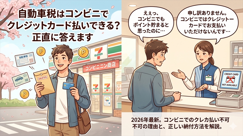 自動車税はコンビニでクレジットカード払いできる？正直に答えます