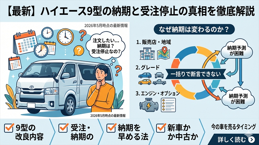 【最新】ハイエース9型の納期と受注停止の真相を徹底解説
