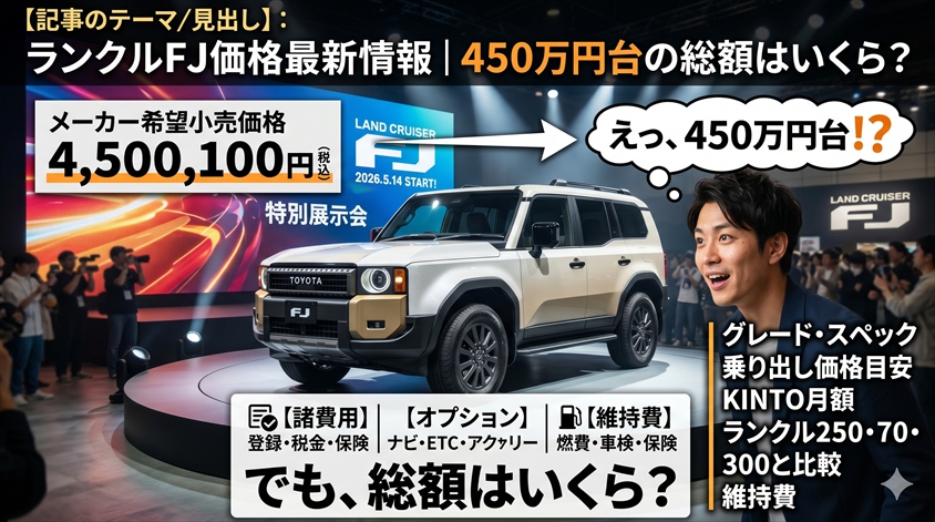 ランクルFJ価格最新情報｜450万円台の総額はいくら？