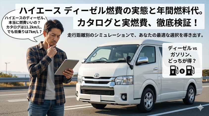 ハイエース ディーゼル燃費|年間燃料代を走行距離別で計算