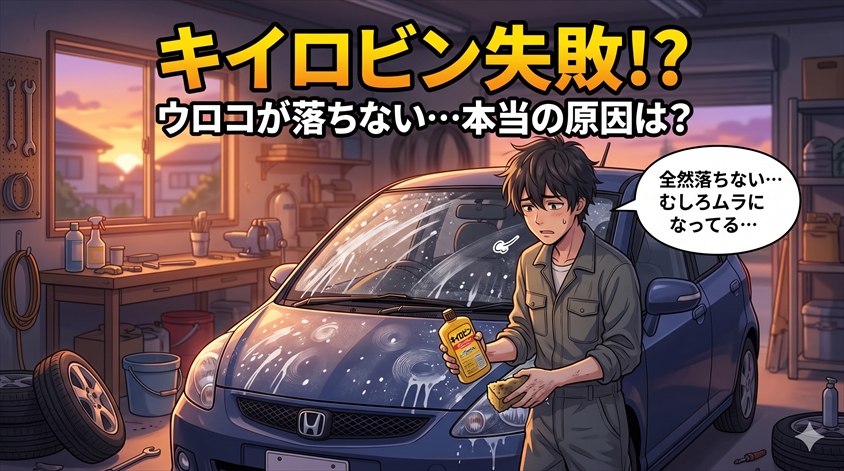 車ガラスウロコ取りキイロビン失敗の原因と次にすべきこと