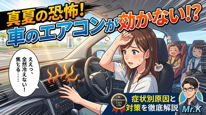 車のエアコンが夏に効かない原因を症状別に解説