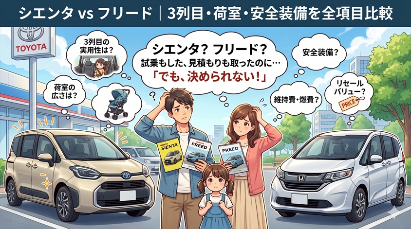 シエンタ vs フリード｜3列目・荷室・安全装備を全項目比較