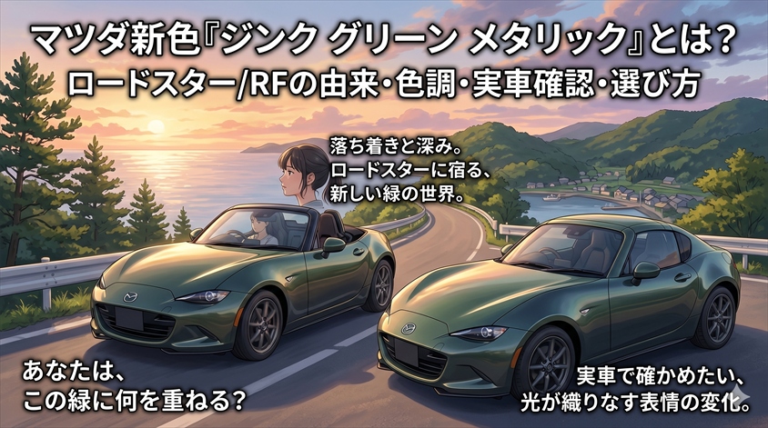 マツダ新色「ジンク グリーン メタリック」とは?ロードスター/RFの由来・色調・実車確認・選び方
