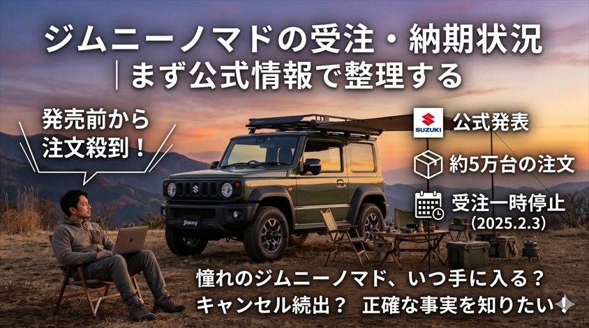ジムニーノマドの受注・納期状況｜まず公式情報で整理する