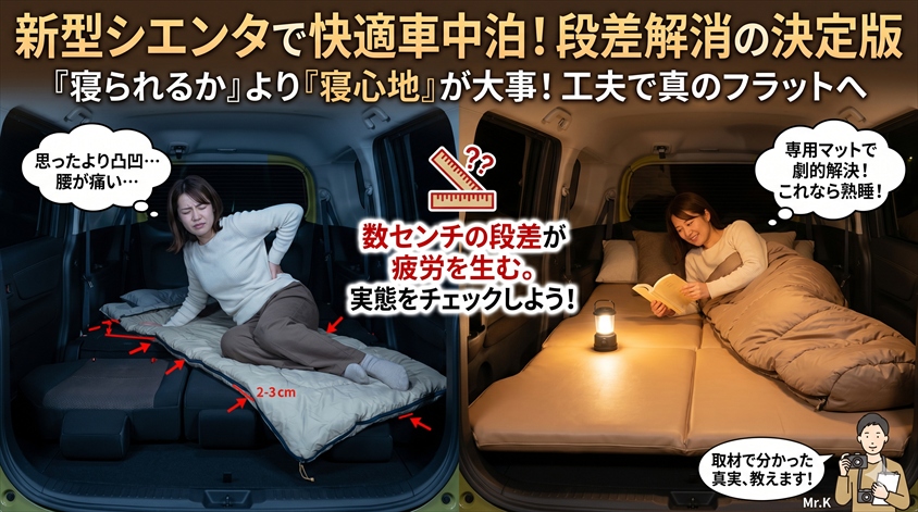 シエンタは車中泊できるのか?フルフラットの実態を確認しよう