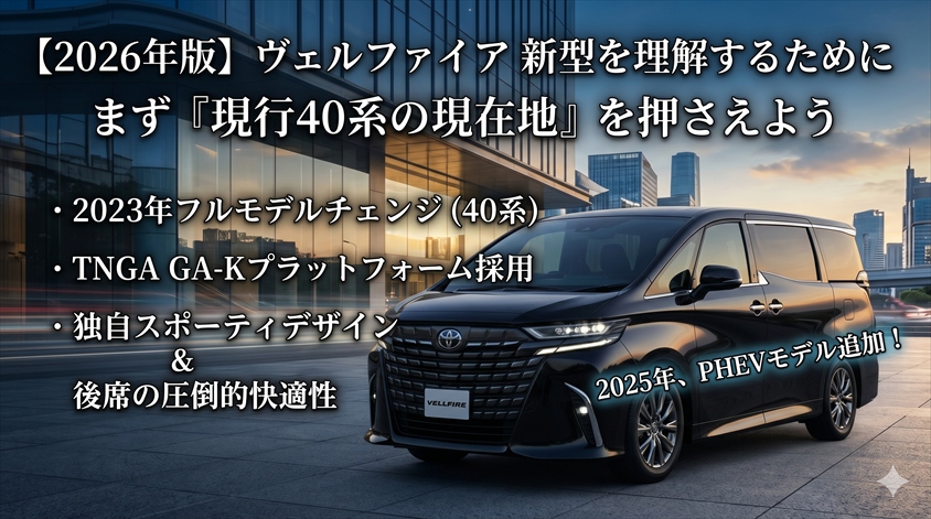 ヴェルファイア 新型 2026：まず「現行40系の現在地」を押さえよう
