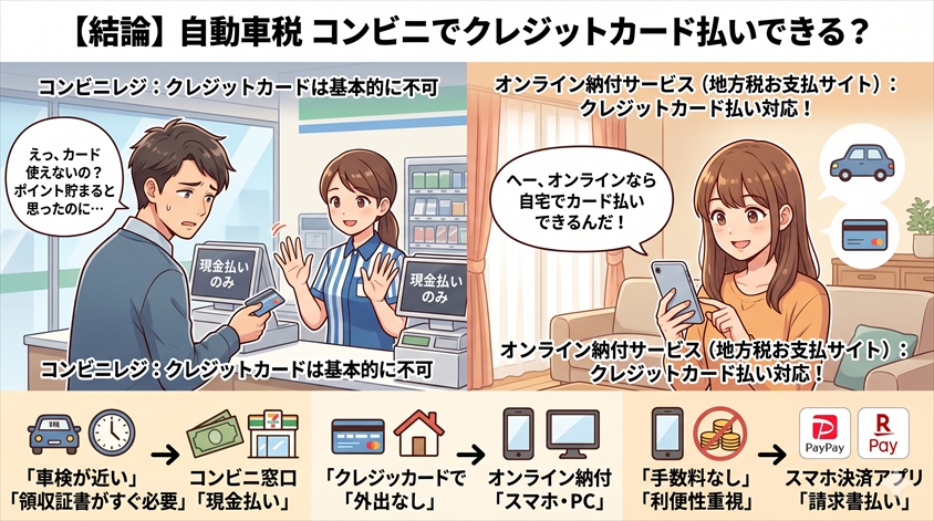 【結論】自動車税はコンビニでクレジットカード払いできる？
