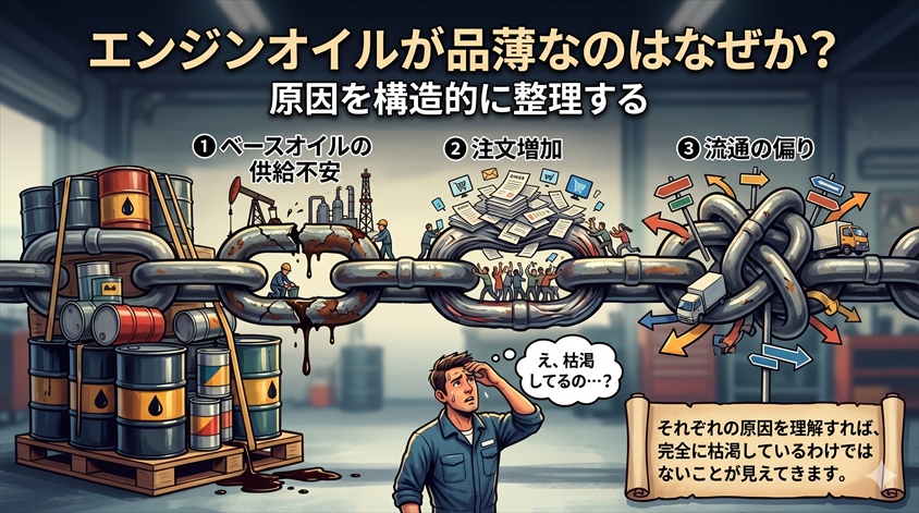 エンジンオイルが品薄なのはなぜか？原因を構造的に整理する