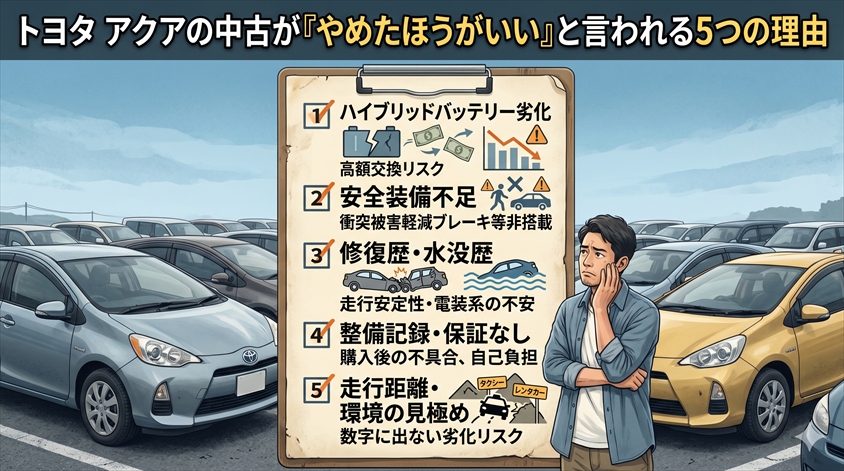 トヨタ アクアの中古が「やめたほうがいい」と言われる5つの理由