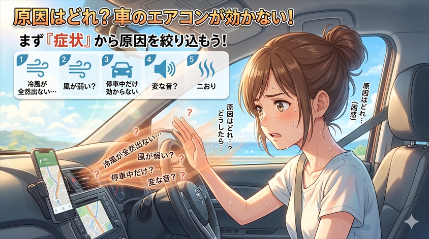 まず「症状」で原因を絞ろう｜車のエアコントラブル、切り分けの基本