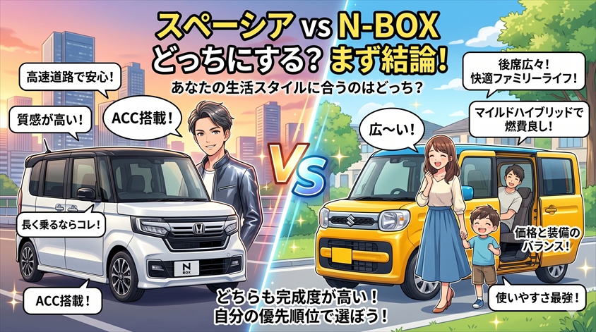 スペーシアとN-BOX、どちらが向いている？まず結論から