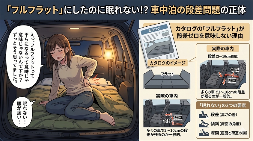 「フルフラット」にしたのに眠れない——車中泊の段差問題の正体