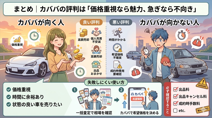 まとめ｜カババの評判は「価格重視なら魅力、急ぎなら不向き」