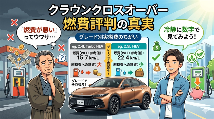 クラウンクロスオーバーの燃費評判｜実燃費と維持費への影響