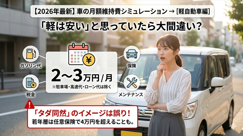 車種別・月額維持費の目安【2026年最新シミュレーション】