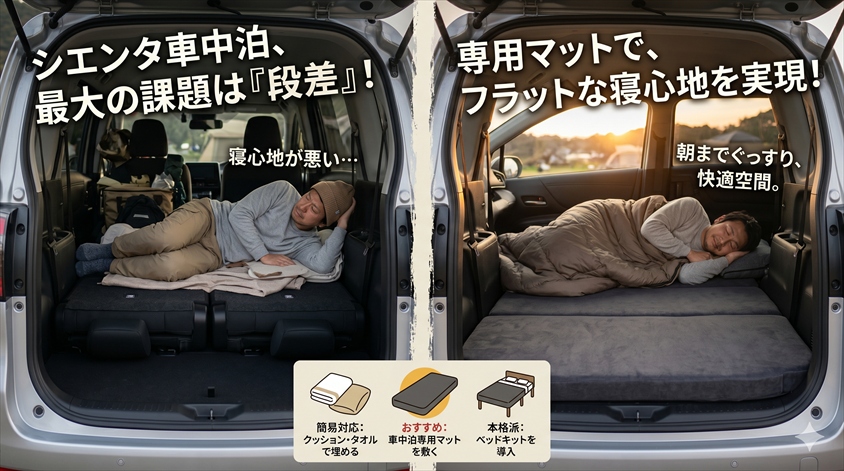 シエンタの車中泊で最大の課題「段差」を解決する