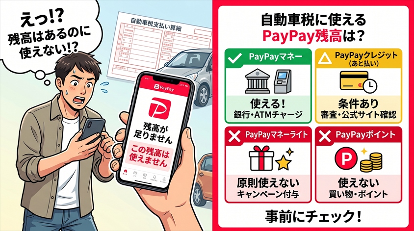 自動車税の支払いに使えるPayPay残高の種類