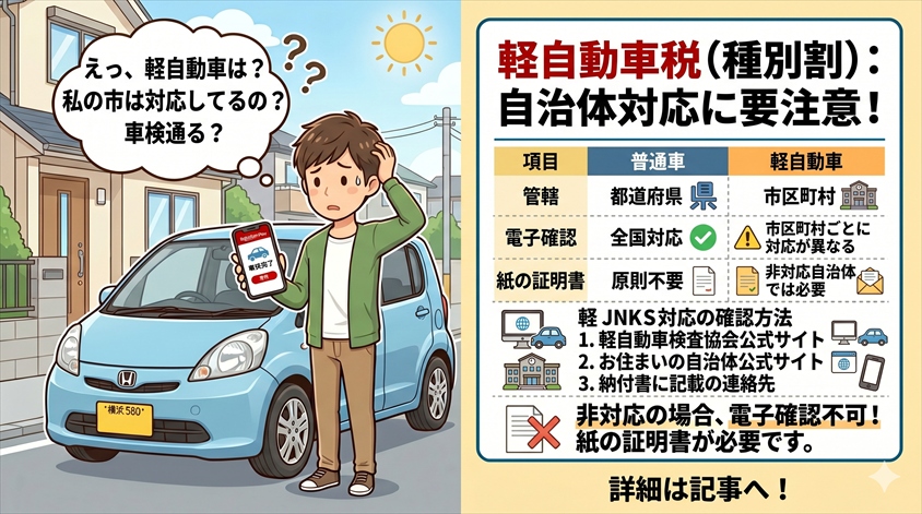 軽自動車の場合：自治体によって対応が異なる点に要注意
