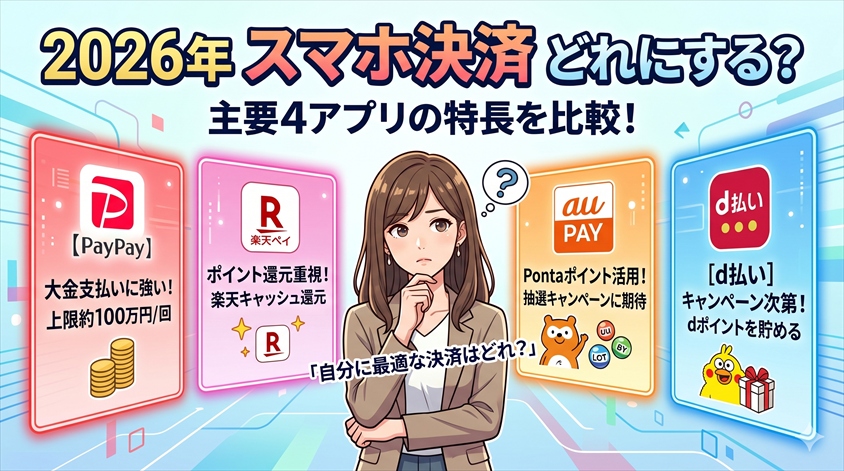 2026年版 スマホ決済4アプリの比較